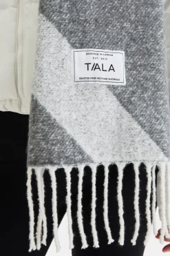 TALA Accessories*T Logo Brushed Scarf - Mid Grey And Light Grey