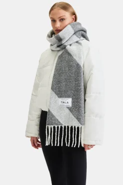 TALA Accessories*T Logo Brushed Scarf - Mid Grey And Light Grey