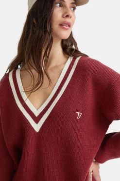 TALA Coffee Dates|Tennis / Padel*V Neck Knitted Cricket Jumper -