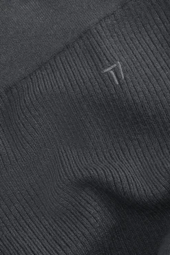 TALA Knitwear|Trousers*Wide Leg Contrast Ribbed Knit Trousers - Charcoal