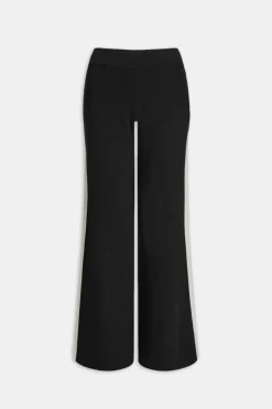 TALA Knitwear|Trousers*Wide Leg Contrast Ribbed Knit Trousers - And Buttermilk