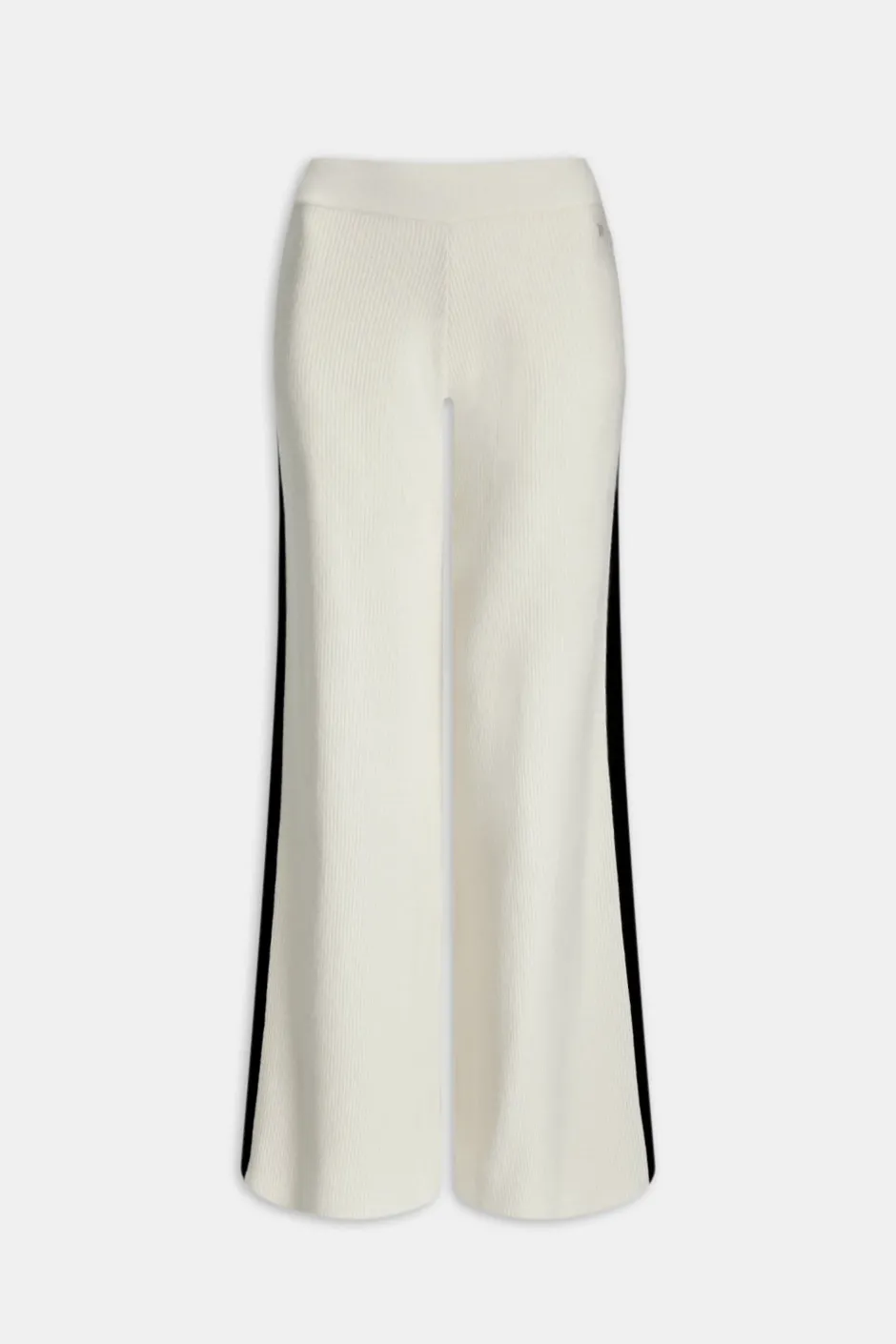 TALA Knitwear|Trousers*Wide Leg Contrast Ribbed Knit Trousers - Buttermilk And Black